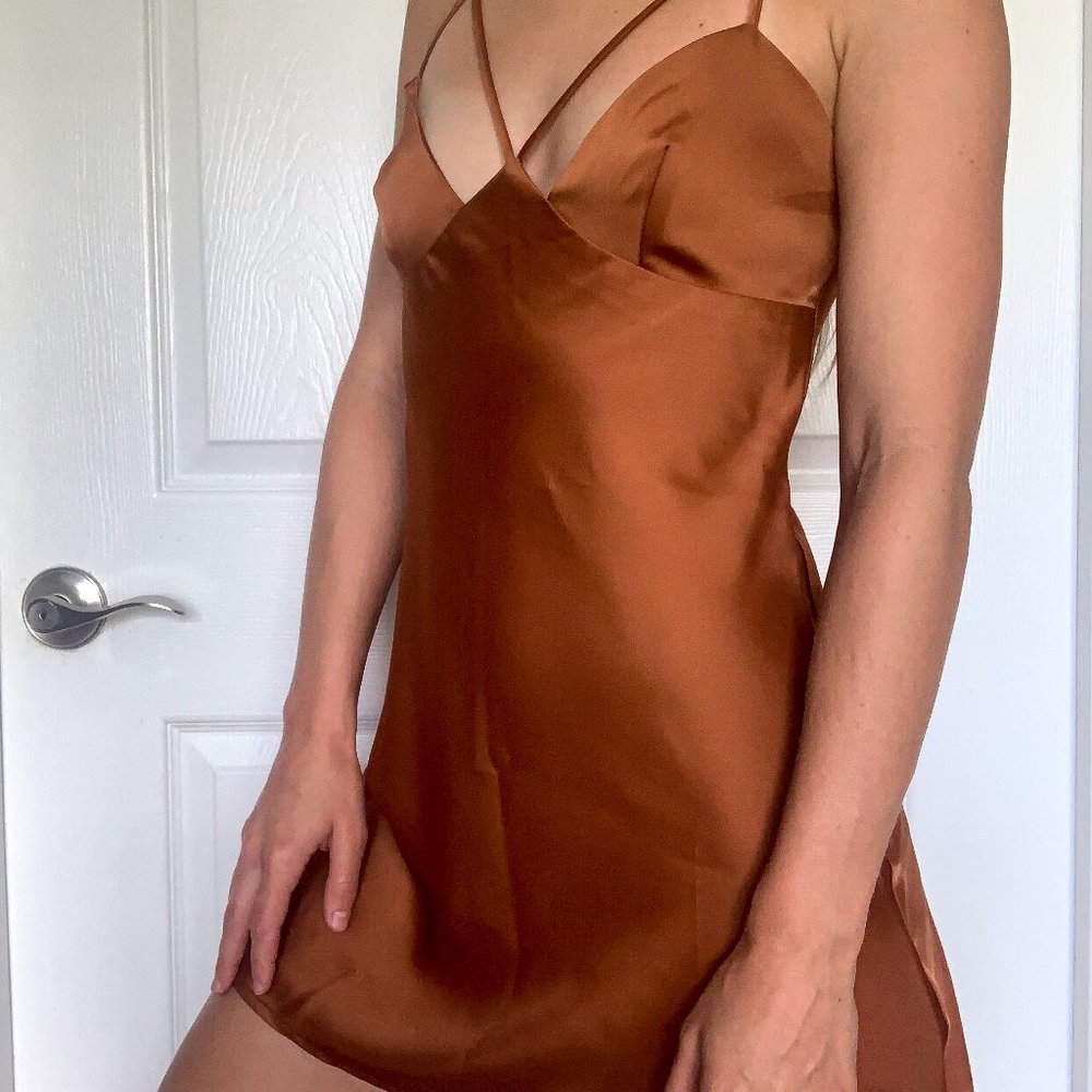 Burnt Orange Urban Outfitters Silky Dress